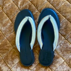 Rebecca Minkoff Silver Metallic Flip Flops Size 10